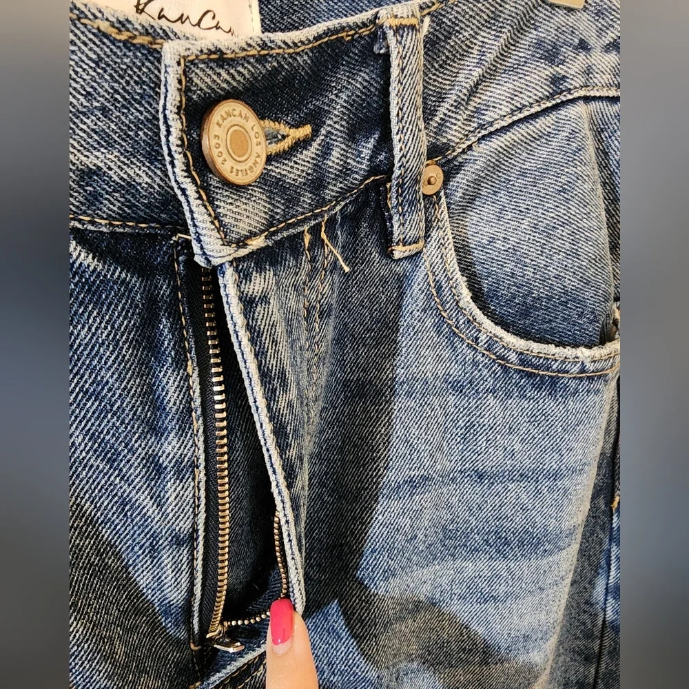 KanCan Denim Skirt with Front Slit – High Rise Blue Jean | Size Medium